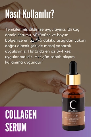 Dolgunlaştırıcı, Yaşlanma Ve Kırışıklık Karşıtı Collagen Cilt Bakım Serum Hyaluronic Acid 30 Ml