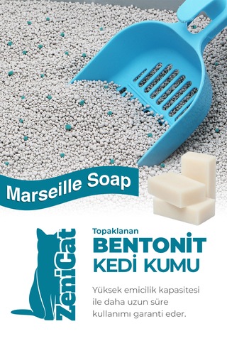 Zenicat Marsilya Sabun Kokulu Renkli İnce Taneli Doğal Bentonit Kedi Kumu 5 L
