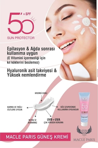 Macle Paris Çok Yönlü Yüksek Koruyucu Güneş Kremi SPF50+ 100 ML