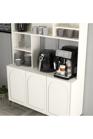 Lyon Kahve Köşesi 120cm - Krem / Altın