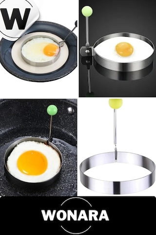 Premium Seri Yapışmaz Kaplamalı Dayanıklı Şık Tasarımlı Yuvarlak Metal Omlet Ve Krep Kalıbı 3 Adet Diğer