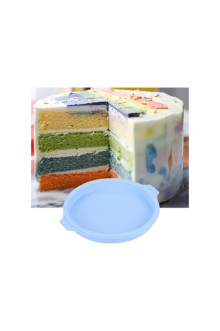 Shineyee 4'lü Mavi 8 İnç Gümüşe Silikon Kek Kalıbı - Fırın/mikrodalga Uyumlu, Yemek Dereceli, Kolay Çıkarım, Ev/firma Kullanıma Uygun Mavi