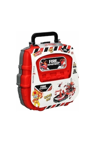 Heroes Toys Çantalı İtfaiye Seti Arabalı Ern-2017 Kırmızı,sırt Çantalı Arabalı Oyuncak İtfaiye Seti