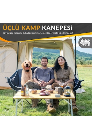 Kingcamp Canna Ultra Konforlu Üç Kişilik Katlanır Kamp Sandalyesi B.grey Gri - Siyah