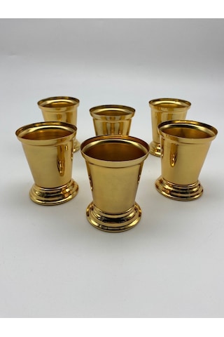 6'lı Gold Sunumluk Gül Kovası,kahve Sunumu,damat Kahve Seti Için Gül Kovası Çiçeksiz Gold