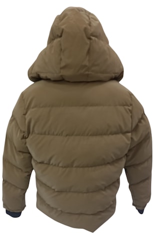 Erkek Çocuk Önü Çapraz Fermuar Model Kapüşonu Çıkabilen İçi Peluş Astarlı Kahverengi Mont 3307 Kahverengi