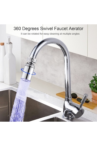 Geeksen Led Musluk Sprey Başlığı 7 Renkli Işık Değişen 360 Derece Dönebilen Mutfak Musluğu Musluk Lavabo Musluğu Sprey Başlığı Banyo Havzası Uzatma Uzatma Elektrik Gerektirmez Diğer