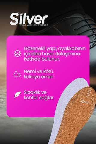 Silver Deri Koku Yapmaz Kesilebilir Ayakkabı Gözenekli Tabanlık 35-45