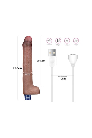 Morgece 26.5 Cm Usb Şarjlı Yeni Nesil Realistik Titreşimli Dildo Penis