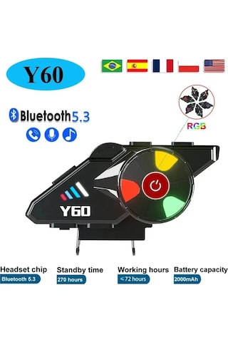 Y60 Motosiklet Kask Bluetooth Kulaklık Kablosuz Su Geçirmez Handsfree Çağrı Y60