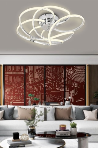 Samyeli Krom Kumandalı Ve Dimerli Beyaz, Sarı, Gün Işığı Ledli Plafonyer Avize Sb-ld-510 Krom