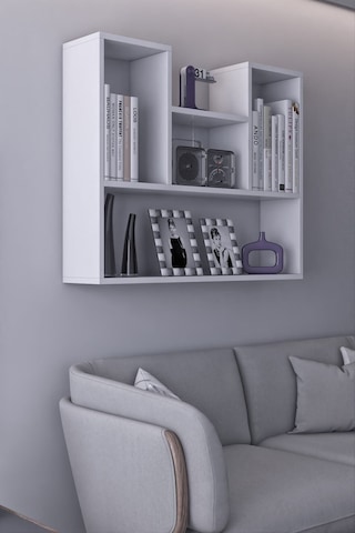 Lale Dekoratif Duvar Rafı Salon Banyo Balkon Mutfak Kitaplık Çok Amaçlı Raf Beyaz Beyaz