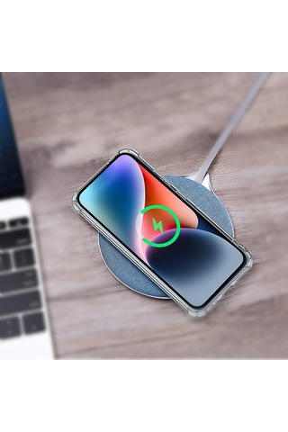 İphone 14 Pro Max Kılıf Round Seri Köşe Korumalı Şeffaf Silikon Kapak