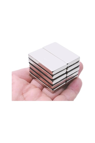 40 20 5 Mm N35 Neodyum Mıknatıs - Nikel Kaplama, Köşeli 10 Lu Paket
