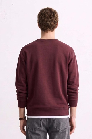 Barrels And Oıl Erkek Göğüs Baskı Detaylı Uzun Kollu Sweatshirt - Bordo Bordo