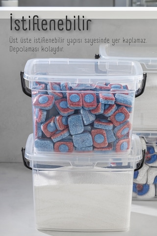 Vienev 2li 4 Litre Toz Tablet Deterjan Saklama Kabı - Deterjan Kutusu, Toz Tablet Deterjan Kabı Beyaz