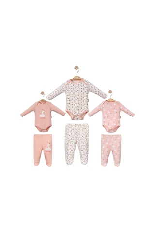 Kuğu Baskılı Kız Bebek Çıtçıtlı Badi Ve Patikli Alt Üç Adet İkili Takım Pembe Kuğu Baskılı Kız Bebek Çıtçıtlı Badi Ve Patikli Alt Üç Adet İkili Takım Pembe