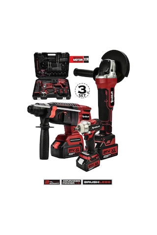 Assur 21V 2.0ah 3 Lü Set Şarjlı Matkap Hilti 2 - 26mm 450nm Torklu Vidalama Somun Sıkma Şarjlı Taşlama 125mm - 2198