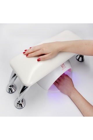 Metal Ayaklı Ergonomik Manikür Sehpası Beyaz Manikür Kol Desteği H11w
