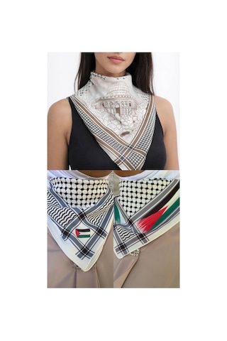 Aldaıyr 3 Adetfilistin Temalı Fular 50x50 Unisex Günlük Kullanıma Uygun Puşi Şal Kefiye Filistin Çok Renkli Y