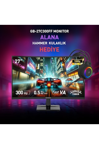 Gamebooster Gb-27c300ff 300hz 0.5ms Gaming Monitör +gb H02b Hammer Rainbow Kulaklık