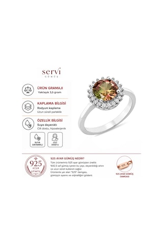 Servi 925 Ayar Gümüş Rainbow Taşlı Yüzük-30