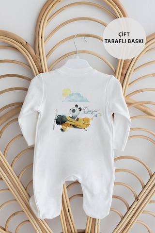 Lilabio %100 Organik Isme Özel Isimli 10lu Hastane Çıkışı Panda Ekru