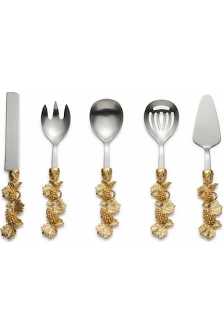 Onon Retro 5 Parça Paslanmaz Çelik Servis  Takımı Gold