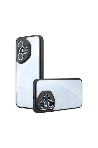 Honor 400 Pro Kılıf Kamera Korumalı Şeffaf Arka Yüzey Mkst New Roll Kapak - Siyah Siyah Siyah