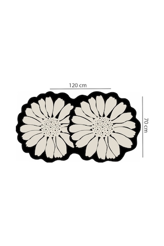 Flor Extrana 70x120 Banyo Paspası, Kaymaz Tabanlı, Yıkanabilir Siyah