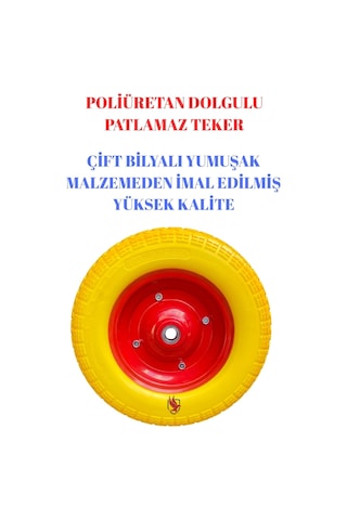 Adige Çift Bilyalı Patlamayan Yumuşak Dolgulu El Arabası Tekeri