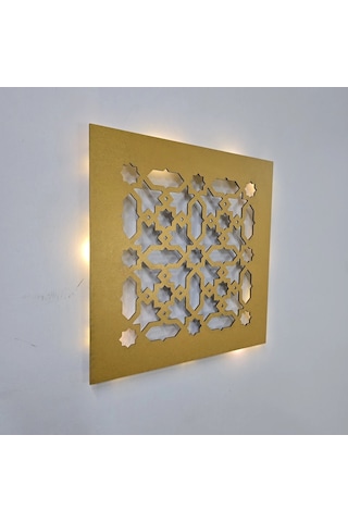 Led Işıklı Motif Tablo 2 - 30x30cm Gold