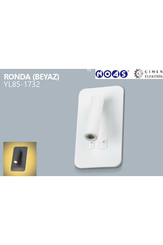 Noas Yl85 1732 Beyaz Kasa Ronda Led Dekoratif Aplik 3+7w 3200k Gün Işığı Beyaz