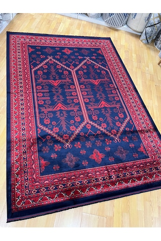 Decoser Halı Afgan Desen Vintage Etnik Desenli Salon Oturma Odası Halısı 01 Kırmızı - Bordo