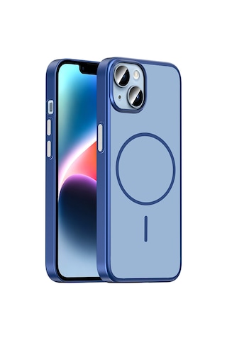 Apple iPhone Uyumlu 13 Kılıf M-safe Şarj Özellikli Zore Lora Pc Kapak - Lacivert