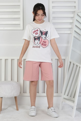 Love Is Kız Çocuk Üst Süprem Alt 2 İp Şort Takım Pudra
