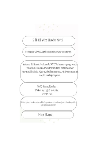 2 Li Lüks El Yüz Havlu Seti 50x90 Cm %100 Pamuklu Gramajlı Sija Lacivert