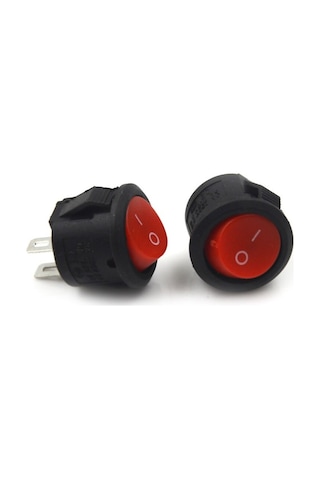 Yuvarlak 2 Pin Anahtar Rocker Switch Mini Buton Kırmızı Aç Kapa