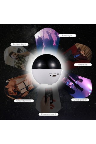 Ximistore9 Xkl-q3 Usb Şarjlı 2 Si 1 Arada Bluetooth Müzikli Yıldız Projeksiyon Lambası Beyaz, Dahili Pil