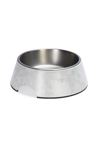 Beeztees Dbl Köpek Mama Su Kabı, Mat Paslanmaz Çelik, Beyaz Mermer Görünümlü, 22cm, 700ml