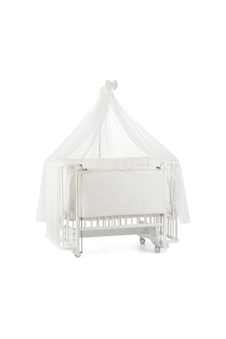 Meltem Kids Bambino Sallanır Ahşap Anne Yanı Beşik 70x110 cm (beyaz-ekru) Ekru