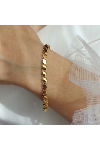 Altınbeyı 22 Ayar Altın Arpa Pullu Zincir Bileklik 5mm Kalınlık 19 Cm 7.30 Gr. Aby22bl005 Çok Renkli