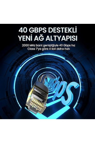 Cat8 40gbps 2000mhz Stp Rj45 Ethernet Kablosu 1 Metre