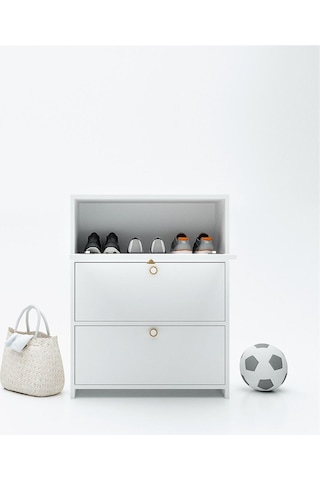 Floradesign Ayakabı Dolabı Ayakkabilik - Çok Amaçli Dolap 3 Kapaklı Ayakkabı Dolabı Beyaz