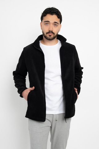 Dasüniforma Unisex Anti-pilling Tüylenme Yapmayan Standart Fit Tam Fermuarlı Soğuk Geçirmez Polar Hırka Siyah