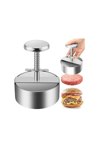 Maiyame 304 Paslanmaz Çelik Ev İçi Hamburger Köftesi Pressi - Dairesel Form, 115mm Boyutlu, Basma Tipi Köfte Kalıbı Çok Renkli