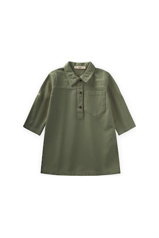 Boyalı Gabardin Elbise 2-7 Yaş Haki Yeşil Haki Yeşil
