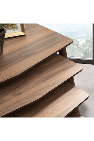 Vovvahome Vega 4lü Mdf Ahşap Zigon Sehpa Ve Orta Sehpa - Ceviz