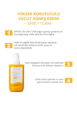 Sinoz Hassas Bakım Ultra Yüksek Koruyucu ve Nemlendirici Güneş Kremi SPF50+ 200 ML
