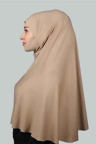 Hazır Türban Peçeli Pratik Eşarp Tesettür Nikaplı Hijab - Namaz Örtüsü Sufle 3xl - Koyu Bej Koyu Bej